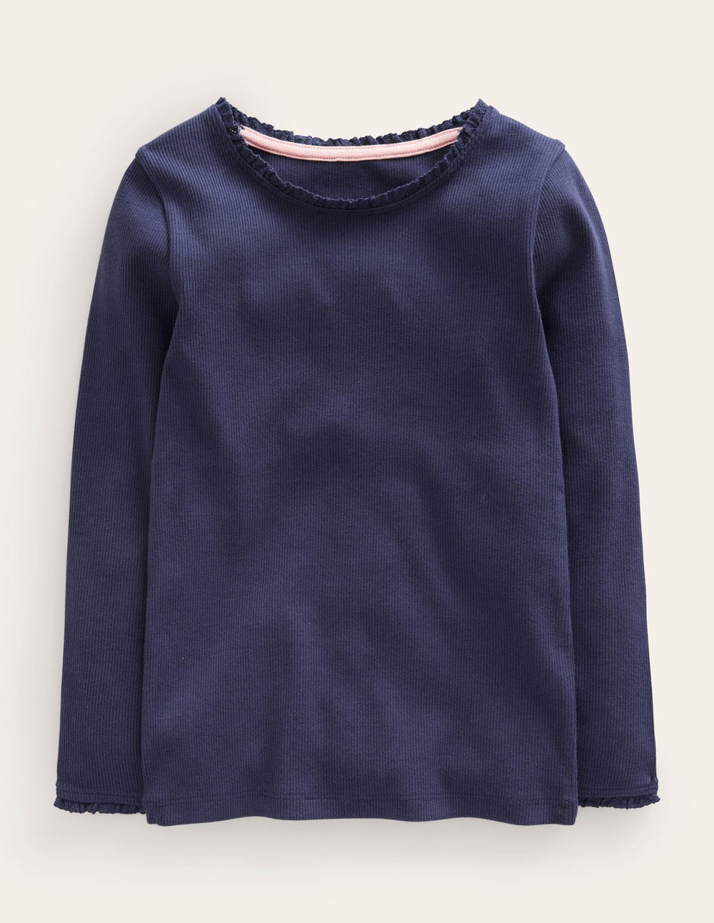 Boden Ribbed Long Sleeve T-shirt - Starboard Blue