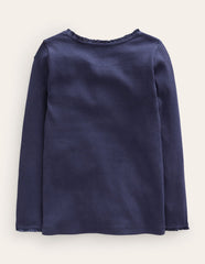 Boden Ribbed Long Sleeve T-shirt - Starboard Blue