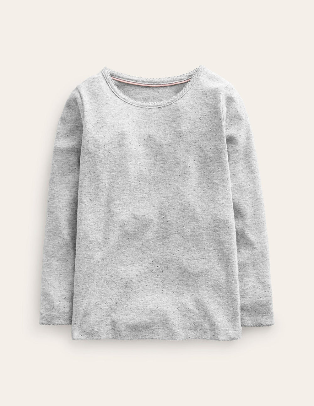 Boden Long Sleeve Pointelle Top - Grey Marl