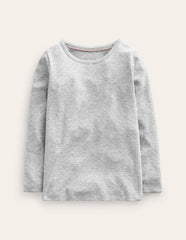 Boden Long Sleeve Pointelle Top - Grey Marl