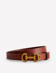 Boden Iris Skinny Snaffle Trim Belt - Tan