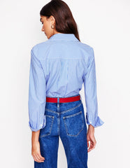 Boden Sienna Cotton Shirt - Fine Blue Stripe