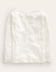 Boden Long Sleeve Pointelle Top - Soft Ivory