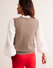 Boden Eva Cashmere Vest - Chinchilla Melange
