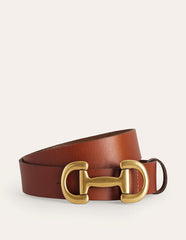 Boden Iris Snaffle - Trim Leather Belt - Tan