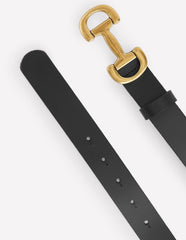 Boden Iris Snaffle - Trim Leather Belt - Black