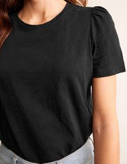 Boden Cotton Puff Sleeve T-shirt - Black