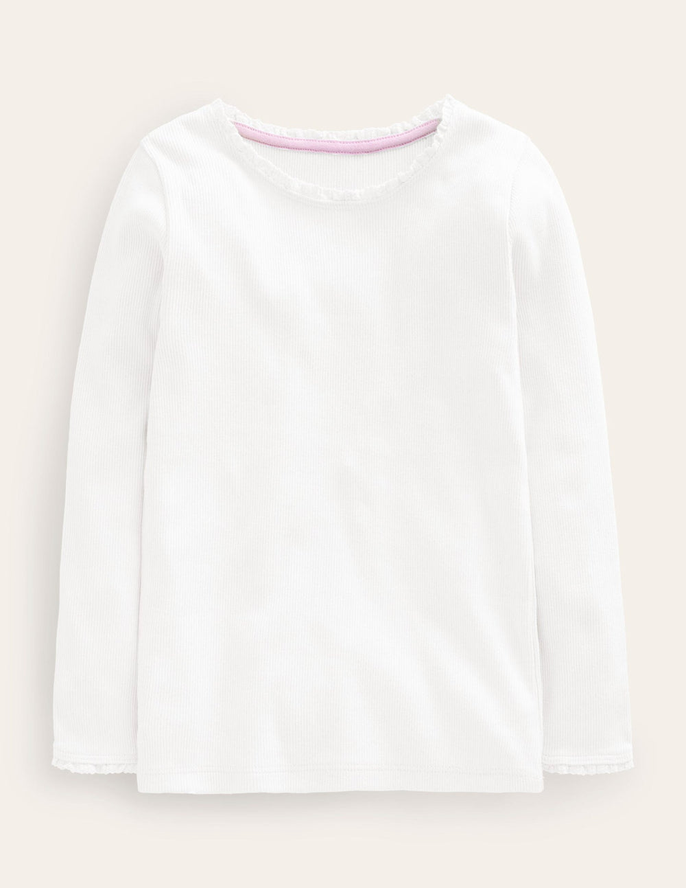 Boden Ribbed Long Sleeve T-shirt - White