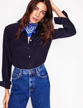 Boden Sienna Silk Shirt - Navy