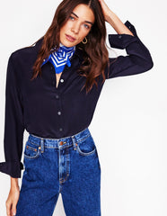 Boden Sienna Silk Shirt - Navy
