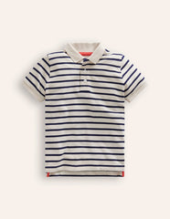 Boden Piqué Polo Shirt - Ivory/College Navy