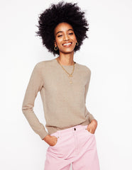 Boden Eva Cashmere V - Neck Sweater - Chinchilla Melange