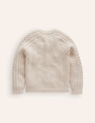 Boden Heritage Cable Cardigan - Ecru