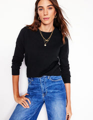 Boden Eva Cashmere V - Neck Sweater - Black