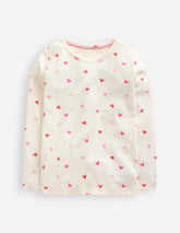 Boden Long Sleeve Pointelle Top - Soft Ivory Hearts