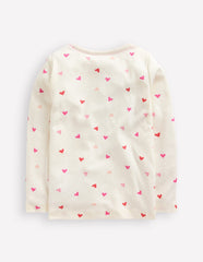 Boden Long Sleeve Pointelle Top - Soft Ivory Hearts