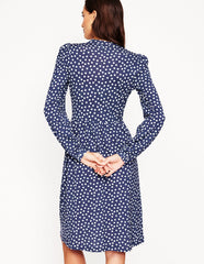 Boden Naomi Relaxed Jersey Dress - French Navy, Abstract Dot