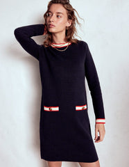 Boden Holly Knitted Shift Dress - Navy