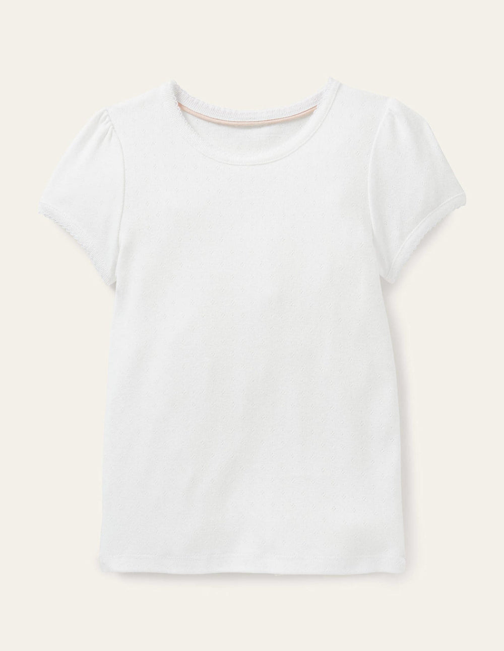 Boden Short Sleeve Pointelle Top - White