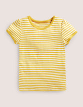 Boden Short Sleeve Pointelle Top - Daffodil Yellow/Soft Ivory