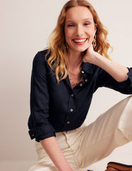 Boden Sienna Linen Shirt - Navy