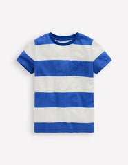 Boden Everyday Short Sleeve T-shirt - Bright Blue /Soft Ivory Stripe