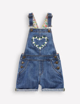 Boden Heart Pocket Short Overalls - Vintage Embroidered Daisy
