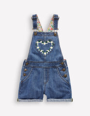 Boden Heart Pocket Short Overalls - Vintage Embroidered Daisy