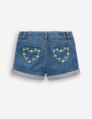 Boden Denim Shorts - Vintage Embroidered Daisy