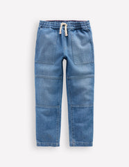 Boden Warrior Knee Jeans - Mid Blue Wash