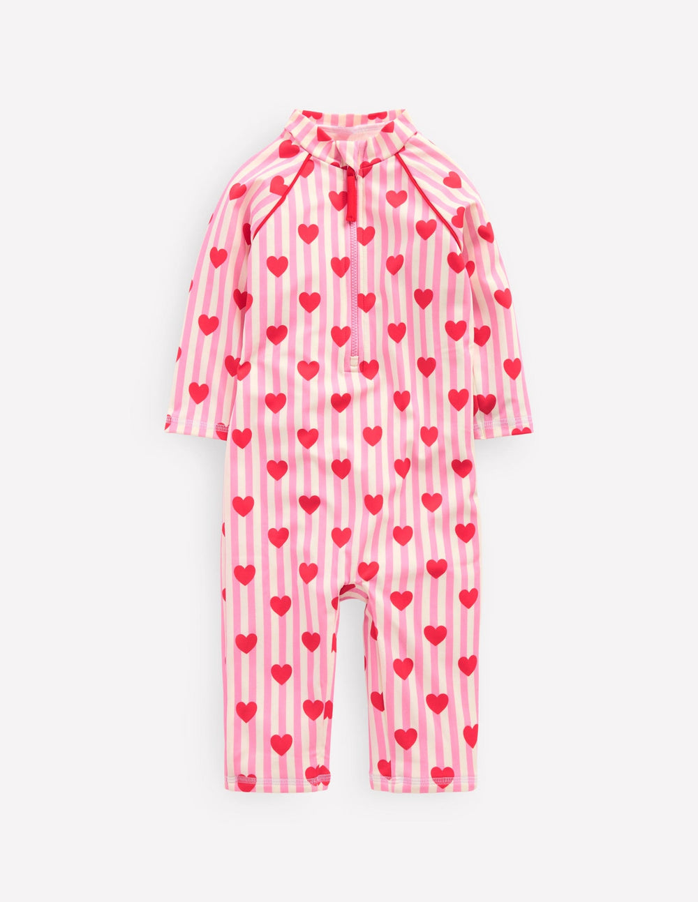 Boden Printed Sun Safe Surfsuit - Bubblegum Pink Heart Stripe
