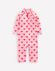 Boden Printed Sun Safe Surfsuit - Bubblegum Pink Heart Stripe