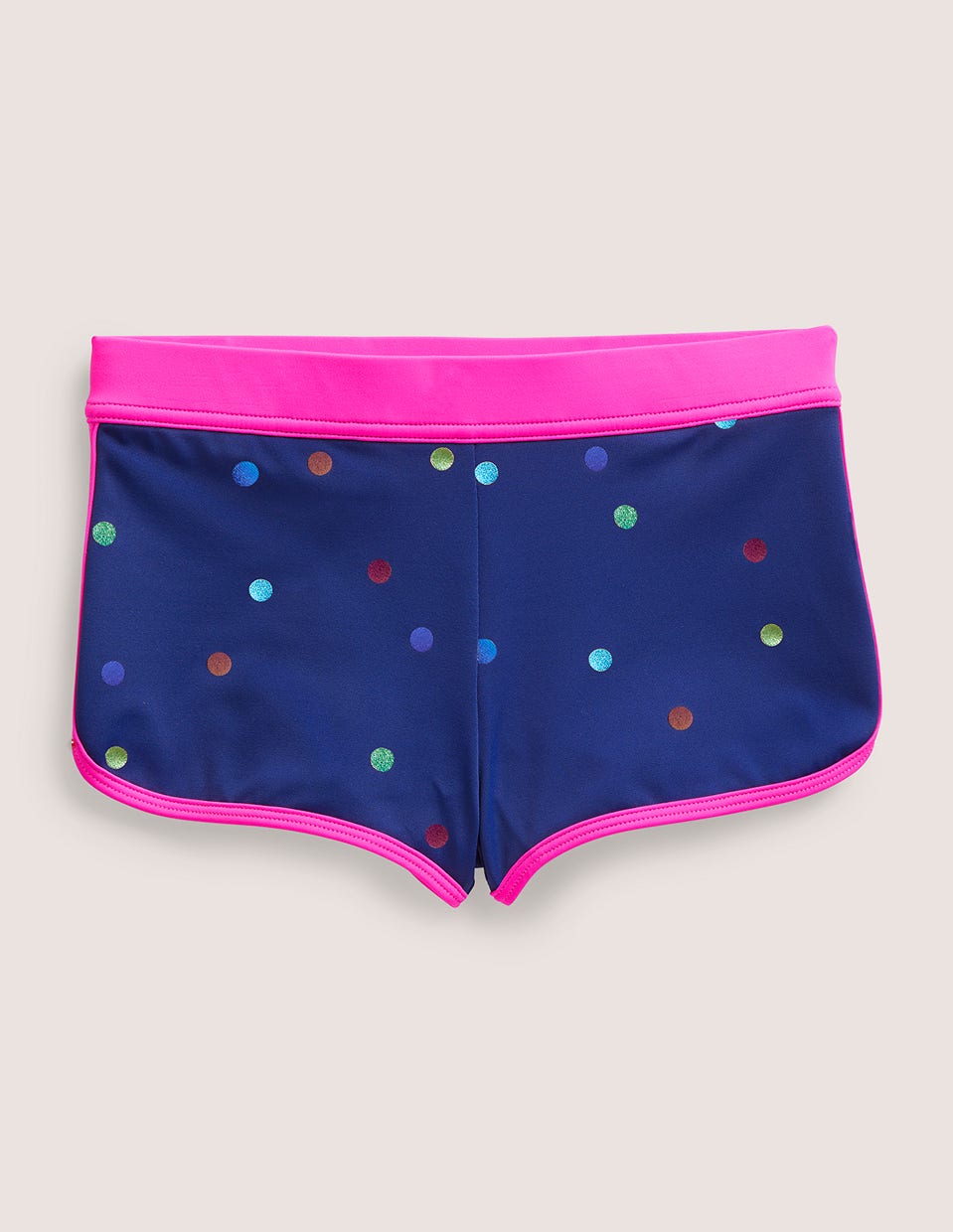 Boden Patterned Swim Shorts - Navy Rainbow Confetti Spot