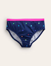 Boden Patterned Bikini Bottoms - Navy Rainbow Confetti Spot