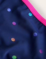 Boden Patterned Bikini Bottoms - Navy Rainbow Confetti Spot