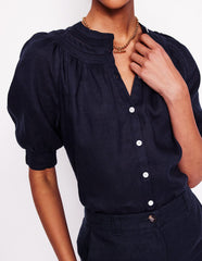 Boden Bea Linen Top - Navy