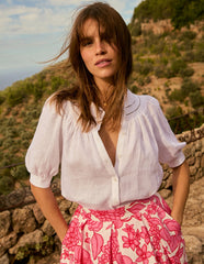 Boden Bea Linen Top - White