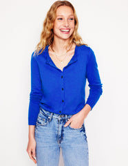 Boden Emilia Cotton Crew Cardigan - Bright Blue