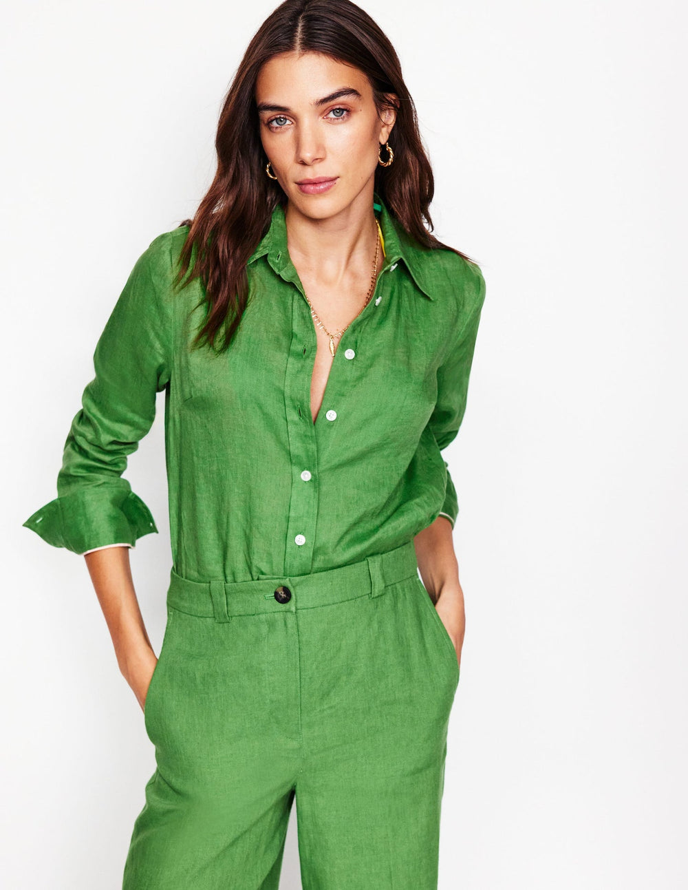 Boden Sienna Linen Shirt - Paradise Green