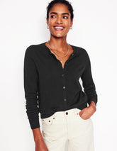 Boden Emilia Cotton Crew Cardigan - Black