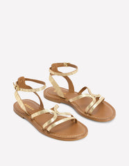 Boden Casual Flat Sandal - Gold Woven Leather