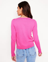 Boden Emilia Cotton Crew Cardigan - Tickled Pink