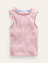 Boden Ribbed Lace Trim Tank Top - French Pink