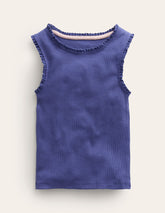 Boden Ribbed Lace Trim Tank Top - Starboard