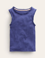 Boden Ribbed Lace Trim Tank Top - Starboard