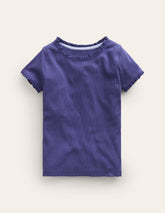 Boden Short Sleeve Ribbed T-shirt - Starboard Blue