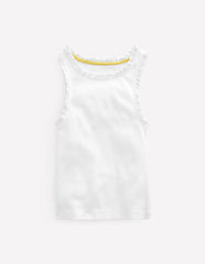 Boden Ribbed Lace Trim Tank Top - White