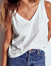 Boden Regular V - Neck Slub Tank - White