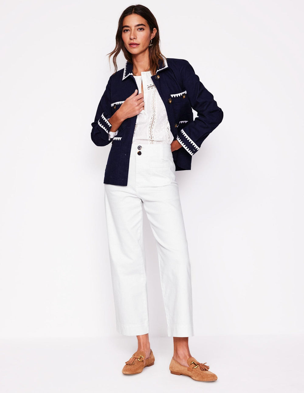 Boden Primrose Patch Pocket Pants - White