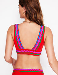 Boden Porto Bikini Top - Fire Red Rik Rak